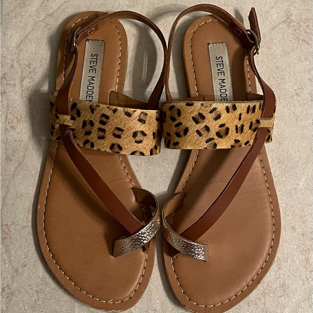 Steve Madden Flat Sandals Finale Leopard Women’s 7.5